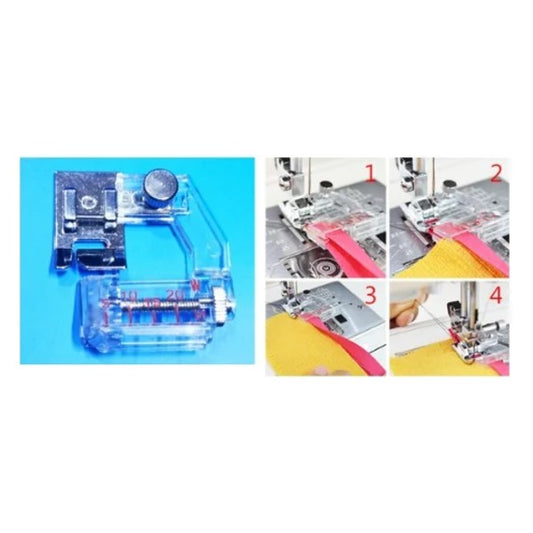 Adjustable bias binder foot for household sewing machine