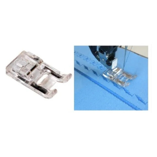Satin stitch foot for household sewing machine