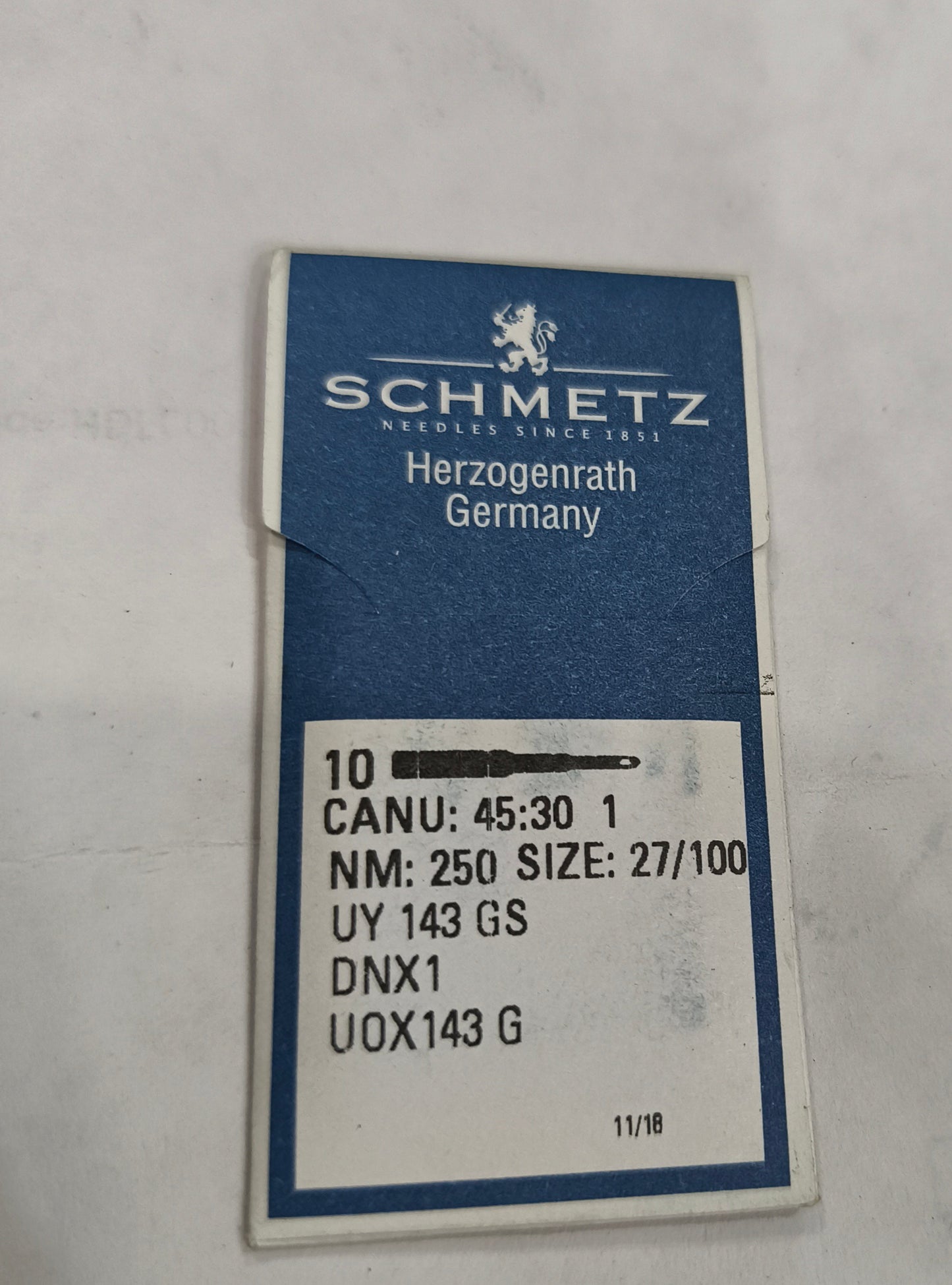 Needle DN×1 "UY143GS Size 26"27 (100pices) SCHMETZ